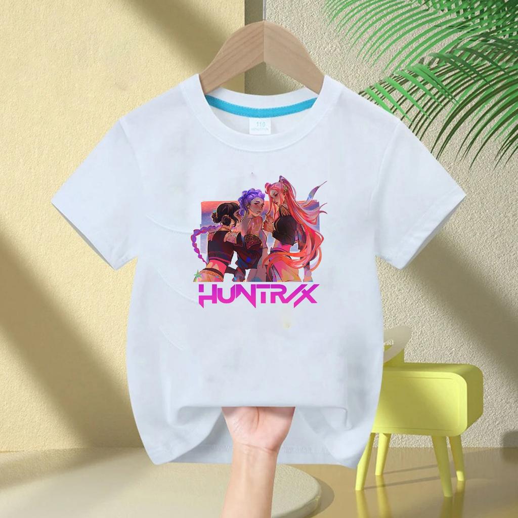 KPop Devil Hunter Print Fashion Casual Top 2025 Movie Round-neck Cartoon Girl and Boy T-shirt Casual Girl Clothing