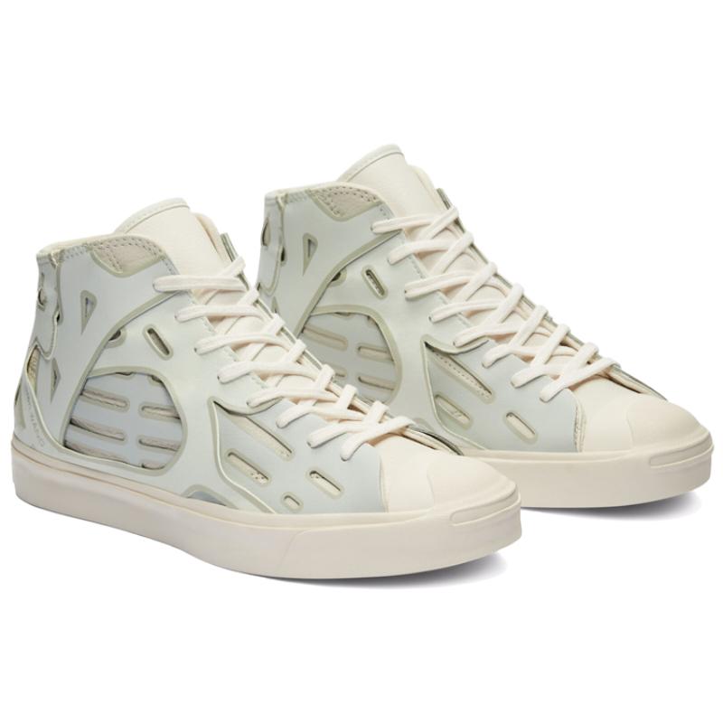 Feng Chen Wang x Converse Jack Purcell Deconstructed Open Smile Casual Non-slip Wear-resistant Mid-top Skate Shoes Unisex White Grey