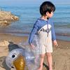 Boys' 2025 Quick-Dry Long-Sleeve One-Piece Swimwear with Sun Protection