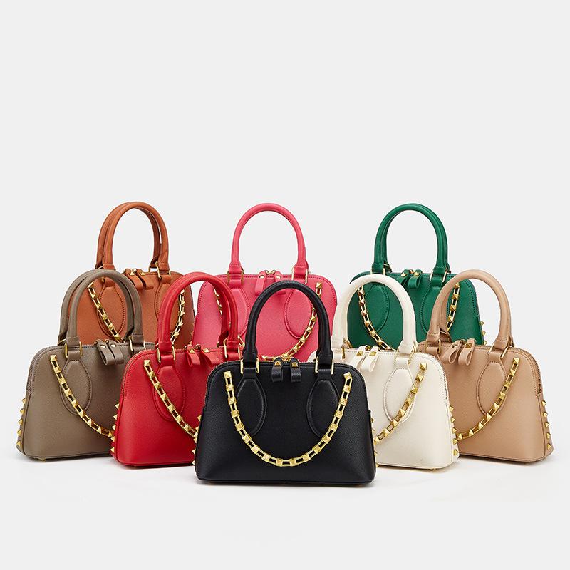 Women's Bag Chain Riveted Shell Handbag Europe and The United States Trend Sweet Cool Leather Women's Bag