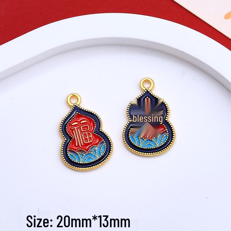 Chinese Style Wealth & Treasures Pendant: Alloy Enamel DIY for Bracelets & Necklaces - New Year Gift