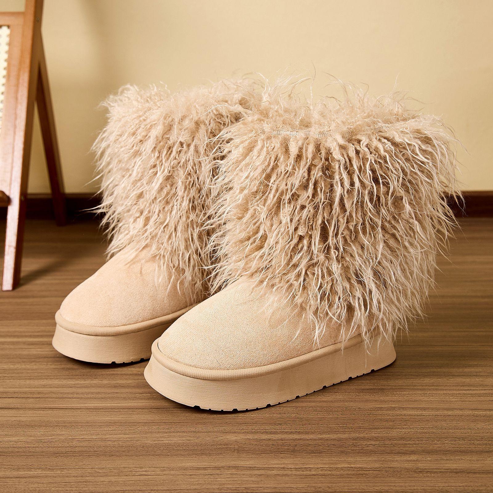 

Ботильоны из искусственной замши для женщин, зимние ботильоны до щиколотки с пушистым мехом и подкладкой из искусственного меха, женские теплые пушистые сапоги до середины икры, домашние тапочки для улицы и дома 40-41 хаки