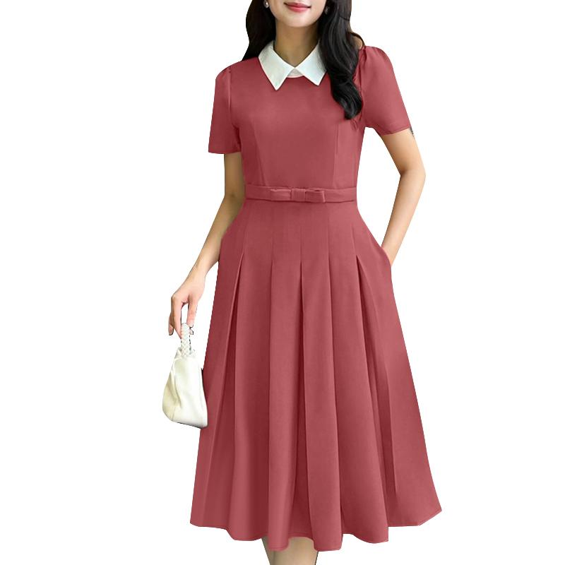 

ZANZEA Женское лоскутное летнее платье с коротким рукавом и кукольным воротником M