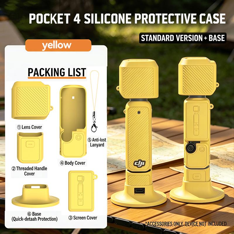 Silicone Case for DJI Osmo Pocket 4 Protective Cover Anti-Scratch Lens Cap Protector Camera Shell Accessories