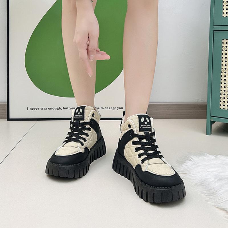 Fashion Thick Soled Women's Cotton Shoes 2024 New Winter High Top Warm Dad Shoes Versatile Casual Sports Vulcanized Platform Sneakers