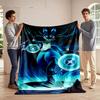 A Blue Humanoid Wolf-like Creature Wielding Glowing Energy Orbs. for All Seasons Blanket Lunch Break Throw Gift