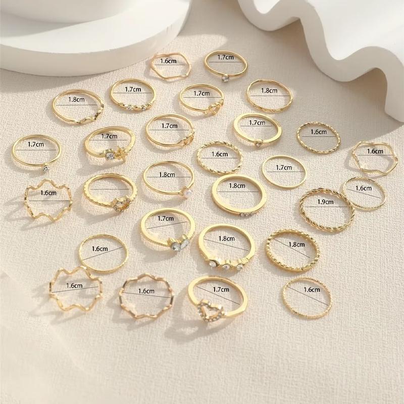 Modisches Geometrisches Knöchelringe Set Für Frauen Vintage Kristall Herz Gold Farbe Ringe Mädchen Party Schmuck Zubehör Geschenke 2026