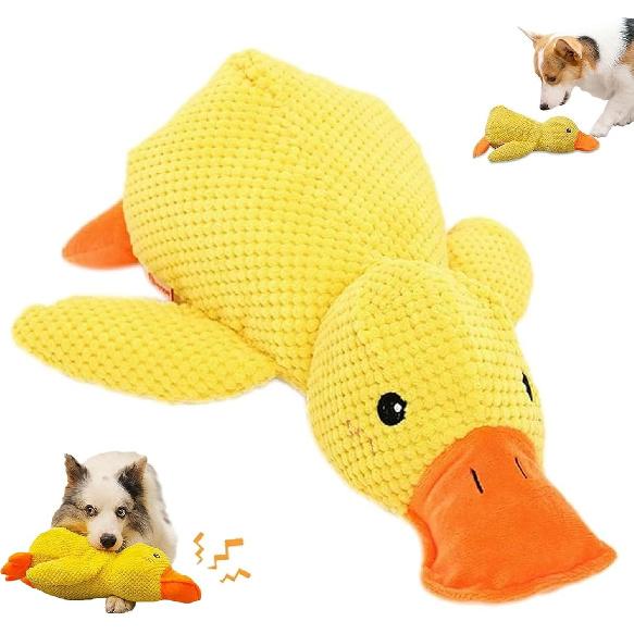 Mellow Dog Calming Duck, 2025 New Yellow Duck Dog Toy, The Mellow Ducks Calming Pillow, Dogs Ducks Toy with Quacking Sound for Indoor Dogs (Yellow)