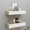 Day and Night - Day and Night Wall Shelves with Drawer 2 Pcs MDF Oak/white 60x23.5x10cm