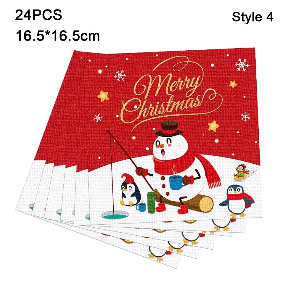 

24 шт. Вилка Ложка Рождество Одноразовая Посуда Тыква Салфетки Новые Бумажные Тарелки Рождество Style 4