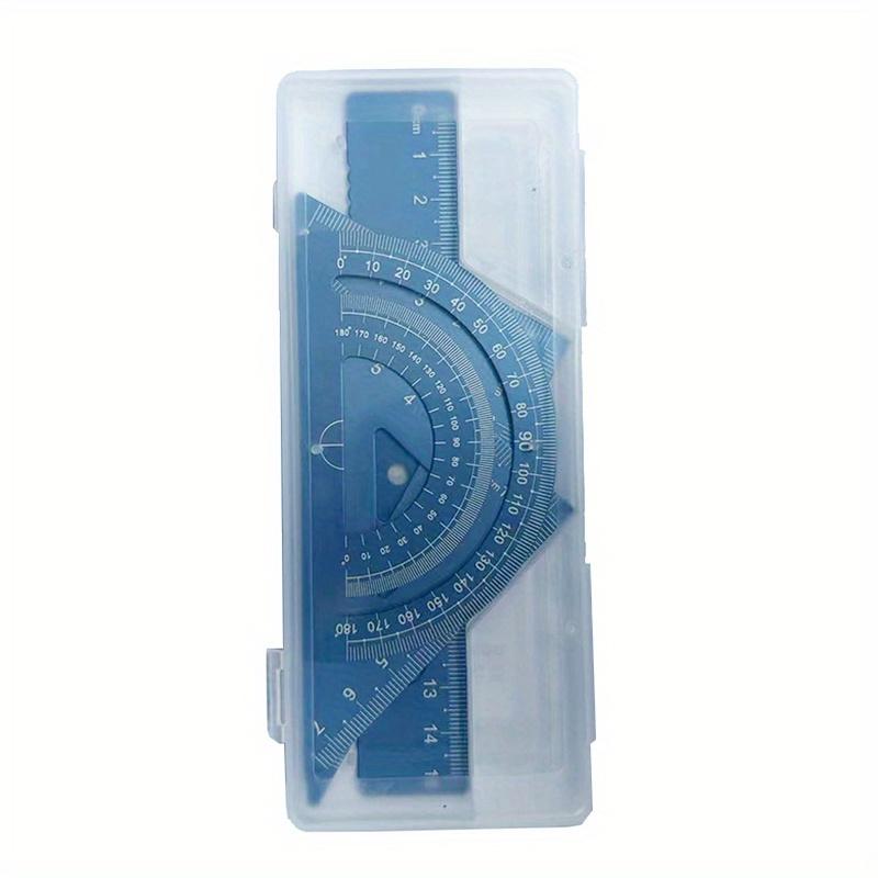 4pcs Customizable Metal Drawing Set with Storage Box, Student Measuring Ruler Kit, Multifunctional Set