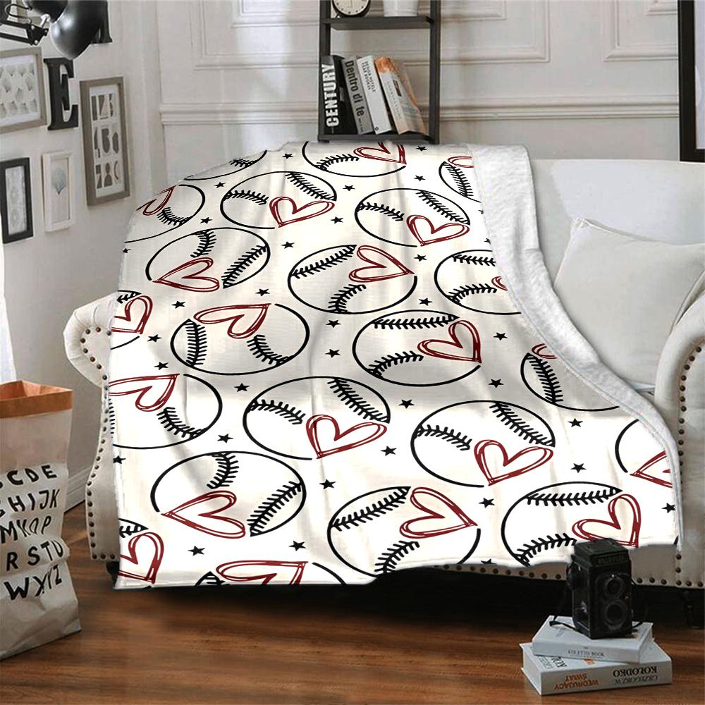 Baseball Theme Printed Blanket - Perfect for Couch, Bed, Travel & Outdoor Use | Machine Washable, Cozy & Durable.