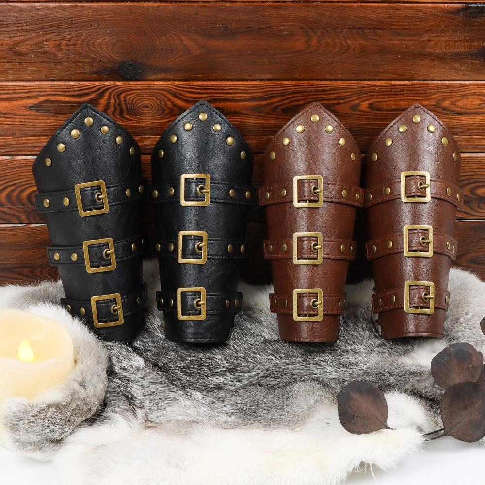 Medieval Belt Viking Knight Cosplay Rivet Bracelet PU Leather Material Outdoor Knight Riding Dress Cosplay Belt Accessory