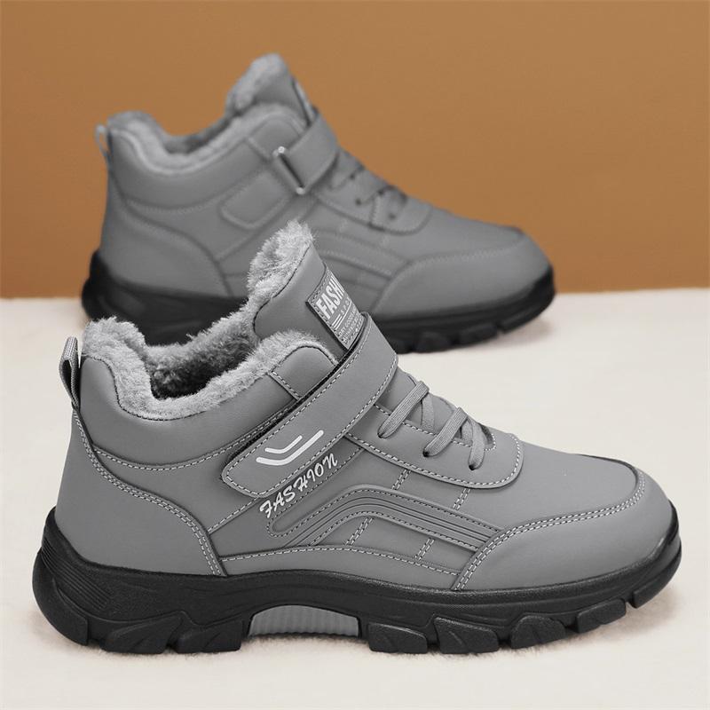 

Мужские зимние теплые ботинки Черные повседневные походные ботинки Серые спортивные ботинки для улицы Большие размеры Высокие кроссовки EU: 48 серый