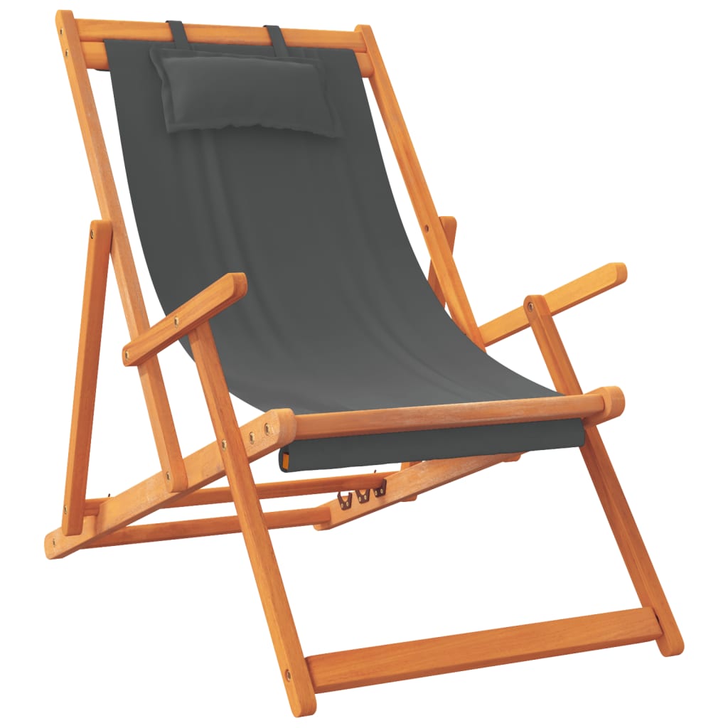 Vidaxl Składane Krzesła Plażowe, 2 Szt., Szare, Obite Tkaniną