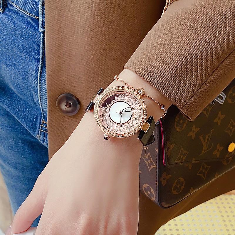 Fashion Rose Gold Diamond Surface Stainless Steel Strap Sand Diamond Watch Ladies Full Diamond Watch Feminine Leather