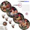 1pc Rooster and Flower Pattern Embroidery DIY Fabric Craft Kit with Tools