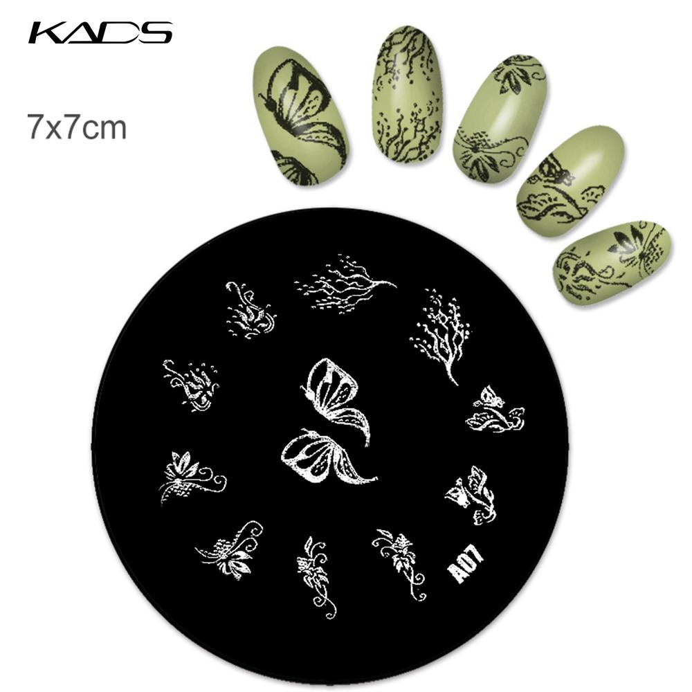 KADS 1PC Round Stainless Steel Nail Art Nail Stamping Plates Manicure Stamp DIY for Nail Templates Classic Series Tools
