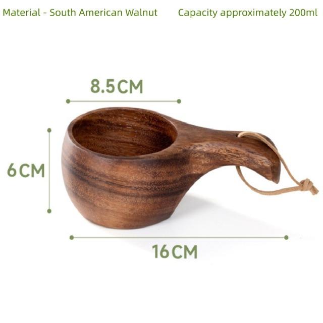 Nordic Style Finland Wooden Mug, Handmade Outdoor Camping Travel Coffee Beer Cup Portable Drinkware