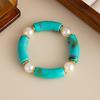 Elegant Resin Bead Elastic Bracelet Marbled Effect Design Comfortable Fit Women Accessory Stretchable Bracelet for Daily