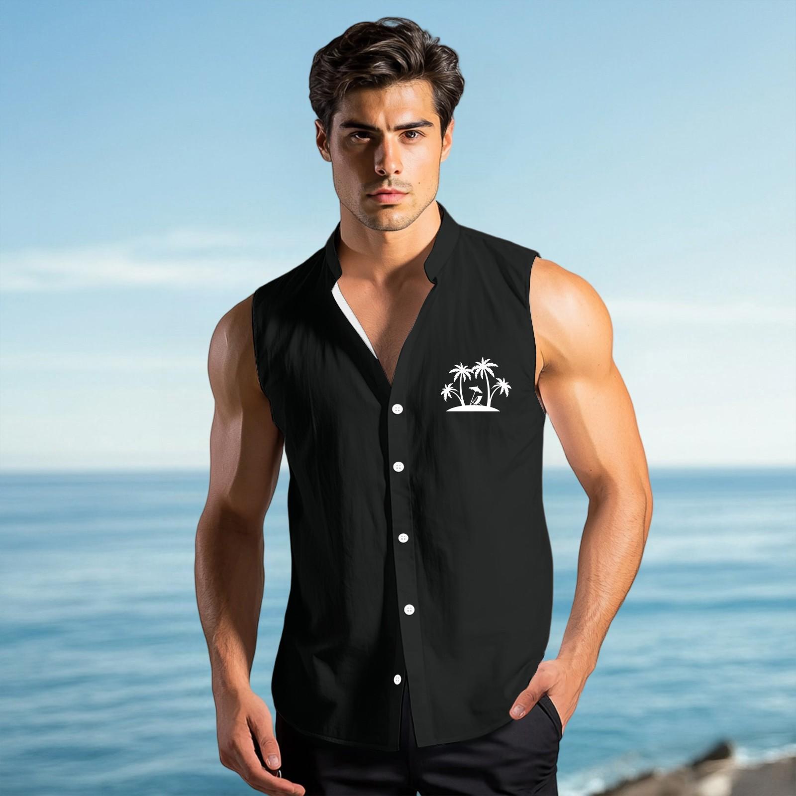 

Чоловіча мода Принтована Безрукавка з Лацканами на Ґудзиках XXL