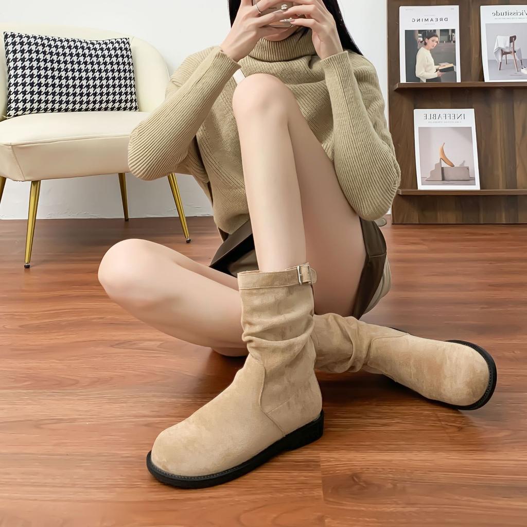 Grape Mother Winter New Long Knight Boots Women Wear High-end Piling Boots Women's Casual Style Korean Version Boots
