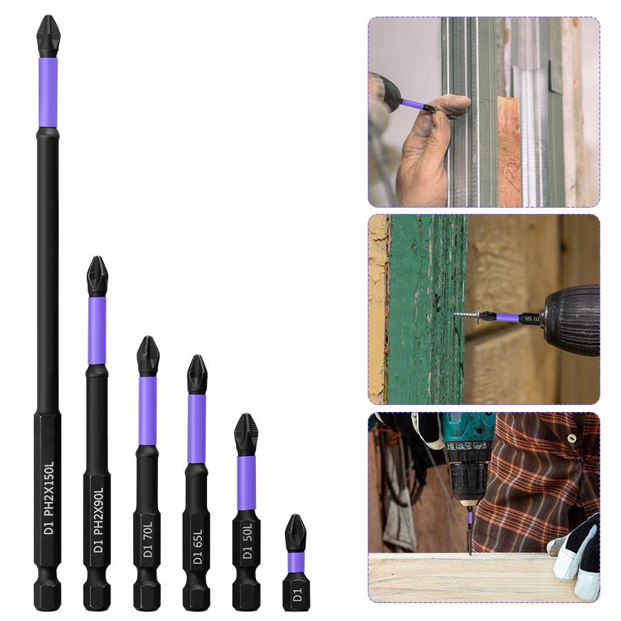 Bit Magnetic Phillips PH2 Îmbunătățit - Rezistent la Impact, Anti-Alunecare, Rezistent la Șocuri cu Cap de Șurubelniță