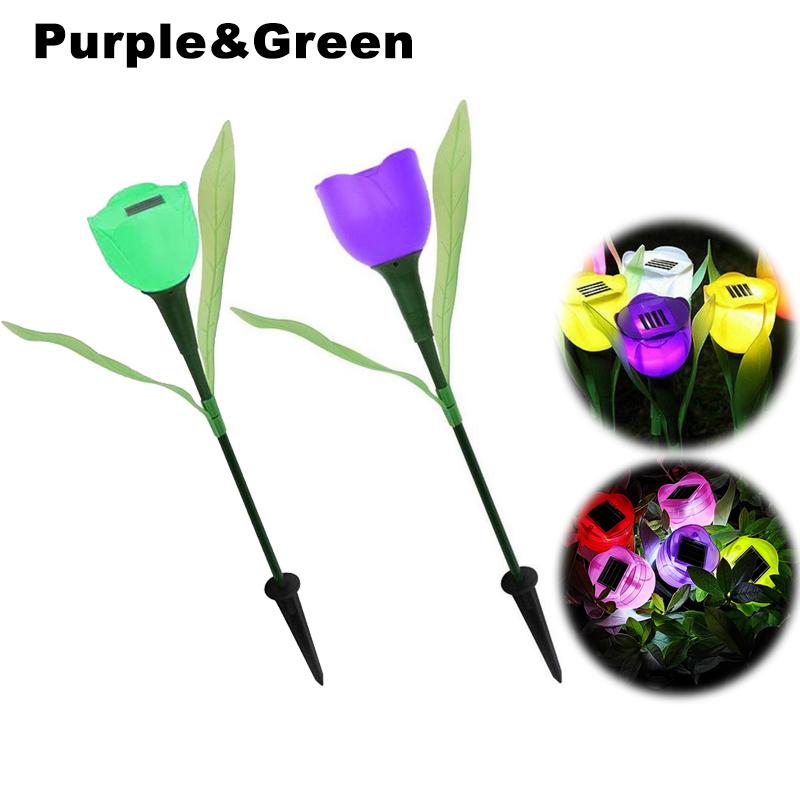 1Pcs Garden Tulip Flower Shape LED Solar Powered Waterproof Tube Lawn Lights Standing Decor for Yard Outdoor Party Xqmg