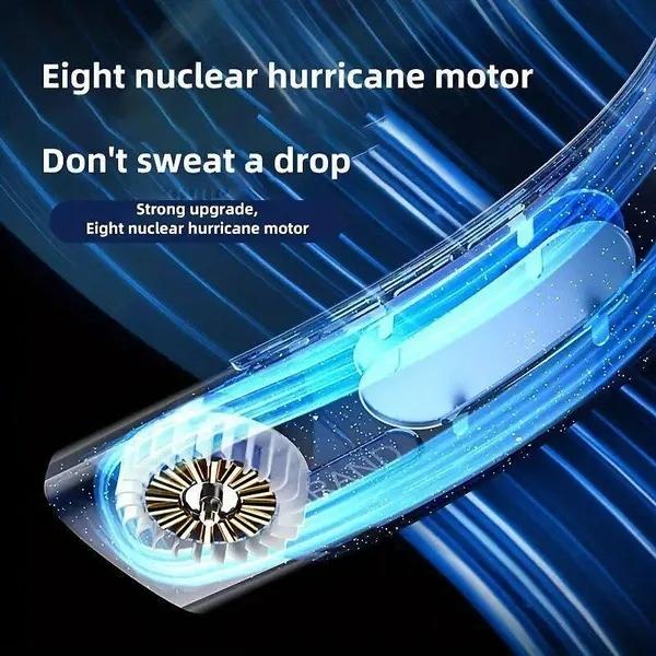 Neuer USB-Hals-Hängeventilator, tragbarer, wiederaufladbarer, flügelloser Nackenventilator für den Sommer, stumme LED-Anzeige, Camping, Sport, 360°-Rundum-Wind, digitale Anzeige