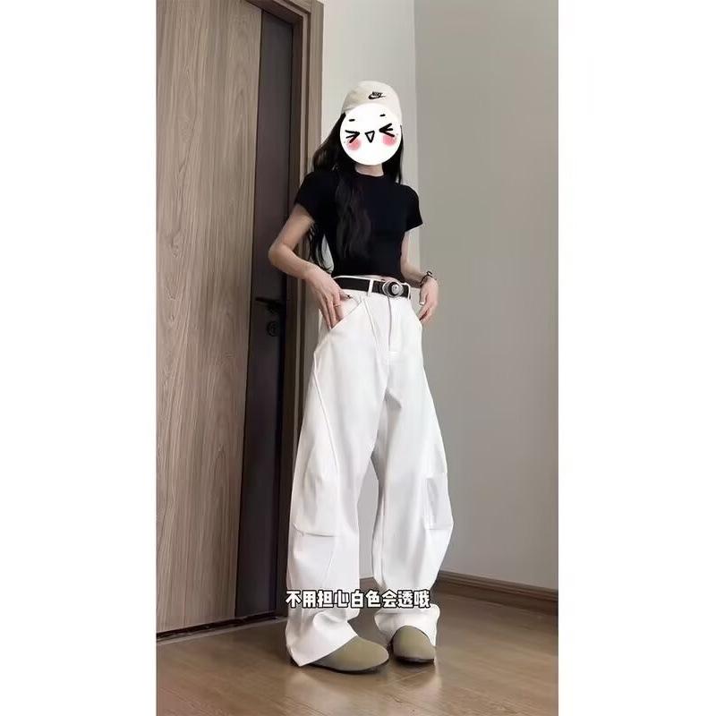 

JYL Women s Cargo Pants Cross-Border Trendy Straight Wide-Leg Jazz Dance Pleated Trousers XL сплав помаранчевий колір