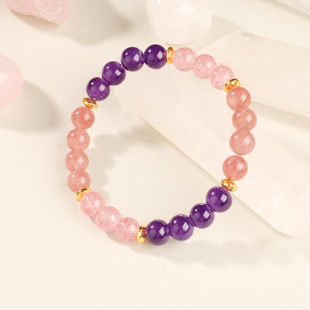 Festive Gifts Warm Pink And Red Tone Natural Stone Beaded Bracelet Fashion Jewelry For Unisex Daily Wear Stylish And Easy To Match Accessory