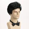 Men Short Wave Synthetic Wigs with Bangs Layered Black Hair Daily Party Cosplay Wig Heat Resistant Fibre