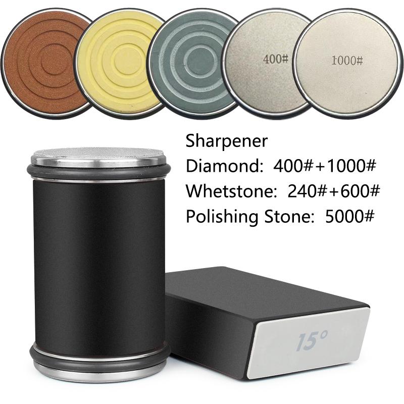 Rolling Knife Sharpener Magnetic Knife Holder Diamond Sharpening Stone with15and20 Degrees Angle Roller Kitchen Accessory set