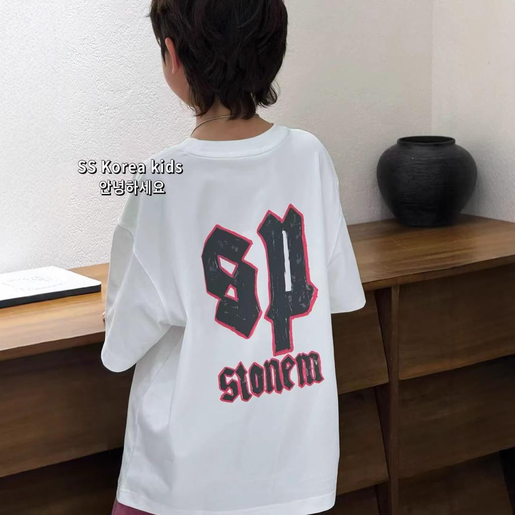 Korean Kids Short Sleeve T Shirt Spring Summer Fashion Loose Fit Top For Boys And Girls