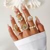 European & American Geometric Baroque Imitation Pearl Ring Set - Sweet And Cool Ins Style Glossy Conch Scallop Metal Ring Women's Jewelry