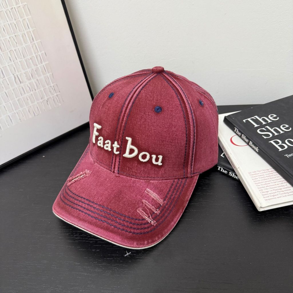 Faatbou Baseball Cap With Embroidered Letters Black For Casual Streetwear