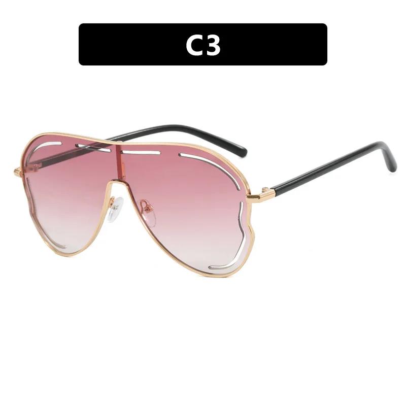 Oversized Shield Punk Sunglasses Women Luxury Square Metal Big Frame UV400 Sun Glasses Personality Eyewear