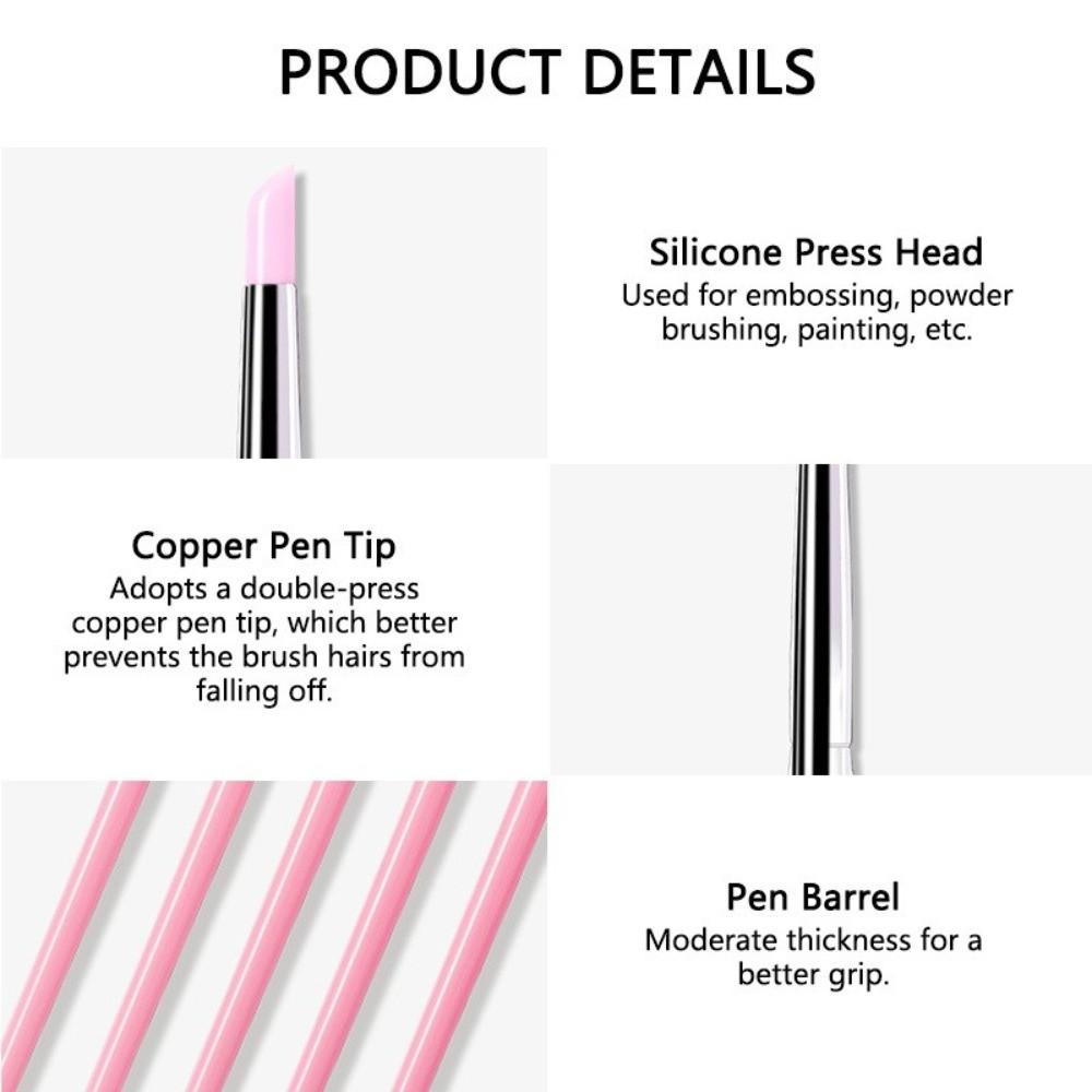 5Pcs Small Head Silicone Nail Brush 3D Modeling Silicone Nail Art Pen Polish Tip Nail Art