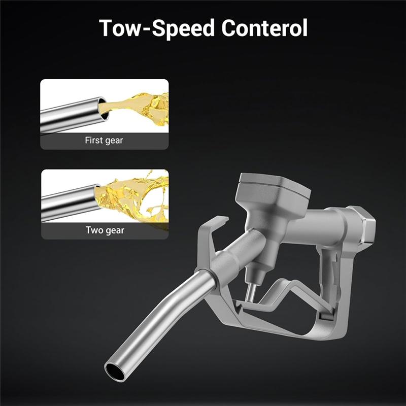 

A55F-3/4Inch NPT Manual Fuel Nozzle With 2-Speed Padlock, 26 GPM Max Flow Rate, Gas Pump Nozzle With 15/16In Spout срібло сірий колір