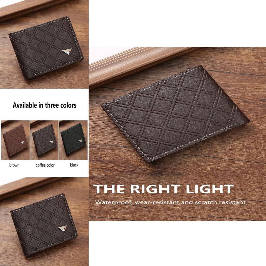 Fashionable Men's Short Wallet With Geometric Pattern Multiple Card Slots And Coin Pocket In Soft Pu Leather