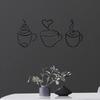 3Pcs/set Wall Art Metal Coffee Cup Black Wall Sculpture Simple Wall Hanging Coffee Cup  Room