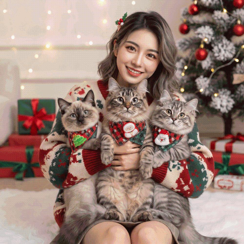 Checkered Pattern Christmas Pet Collar Soft Cloth Santa Claus Bib  Winter Gathering