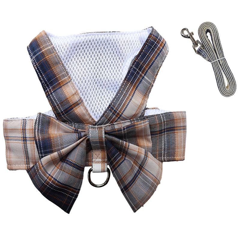 Pet Plaid Skirt Vest Harness & Leash Set for Dogs & Cats