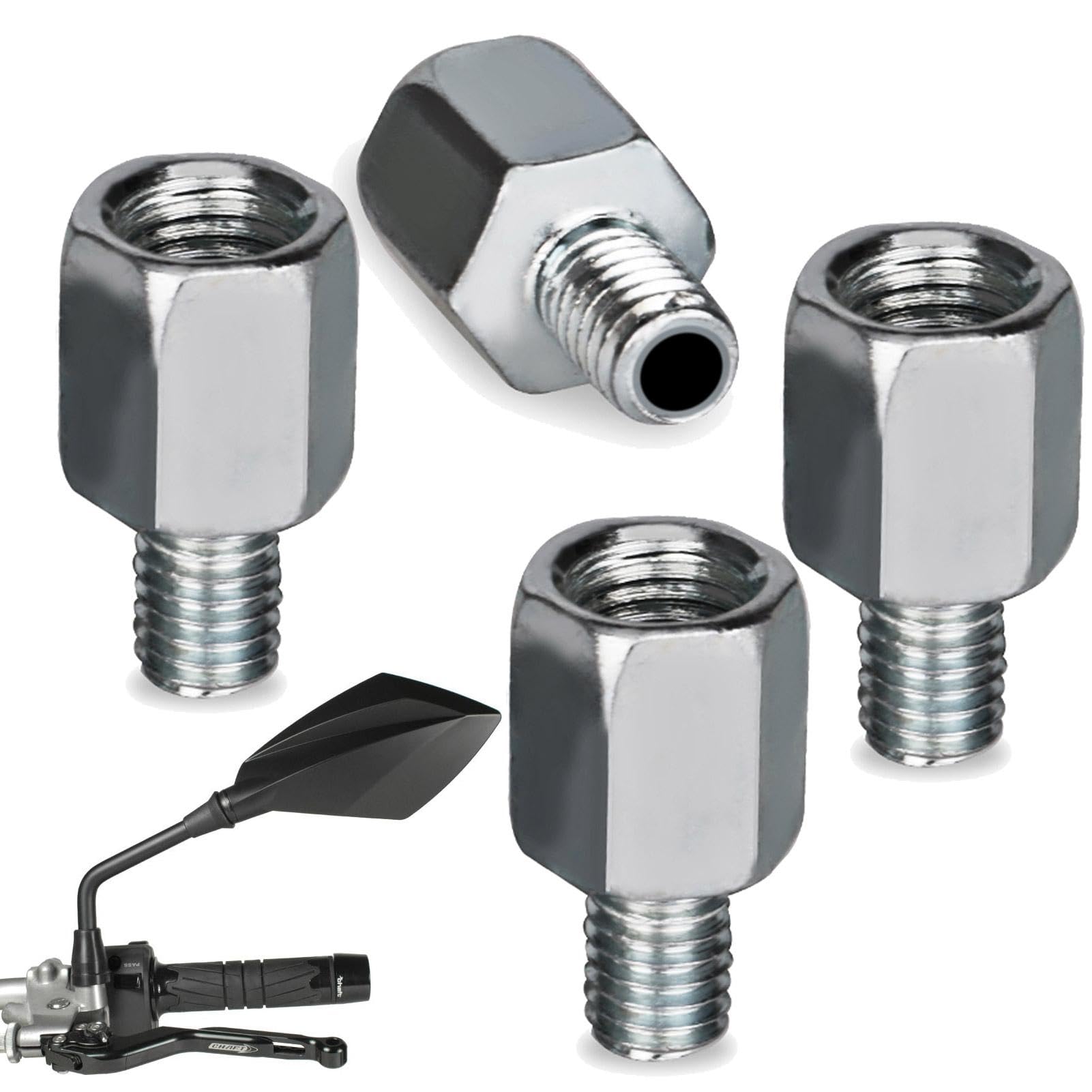 

Зеркало мотоциклетное, Адаптер винтовой, Преобразование диаметра винта M8/M10, Регулировка высоты, Зеркало велосипедное, Адаптер переходной, M10 to M10 серебряный