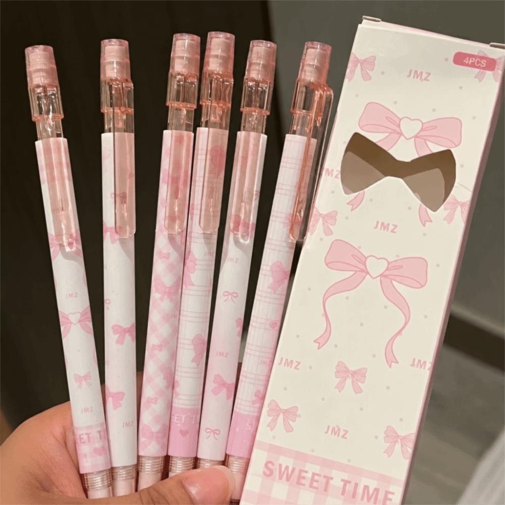4PCS/Set Bow Series 2B Pencils with Eraser Top Writing Pencils Kawaii Automatic Pencils Gift