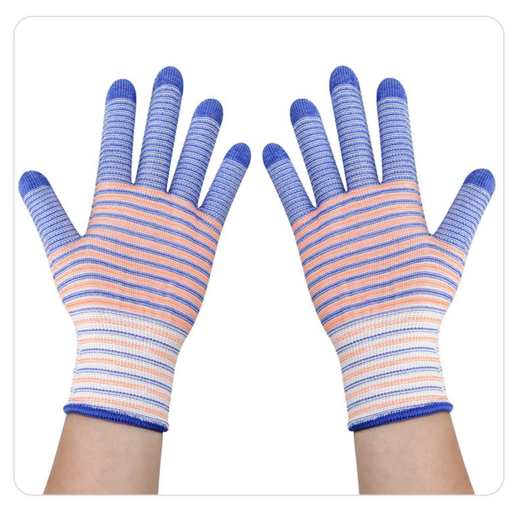 Breathable, Knitted, Protective Gloves, Striped, Anti Slip Gloves, Wear-resistant, Work Gloves, High Elasticity, Nylon Gloves