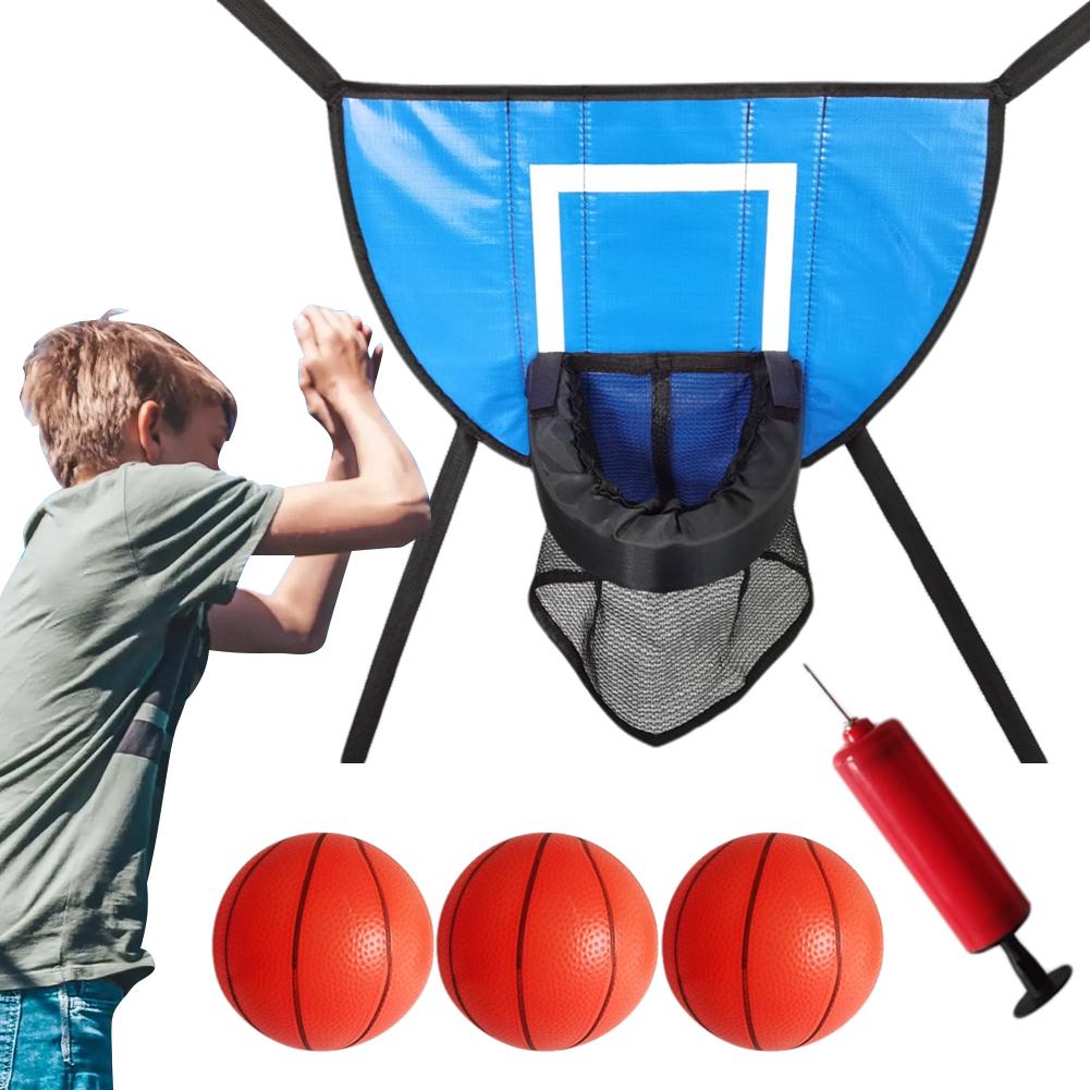 Trampoline Basketball Hoop with Pump and Mini Ball Kids Sport Games Easy To Assemble for Trampoline and All Ages