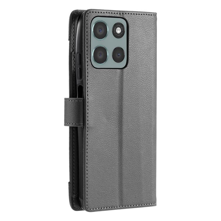 Cheaper Price for Motorola Moto G56 5G Litchi Texture Zipper Wallet Buckle Vegan Leather Phone Case with Wrist Strap