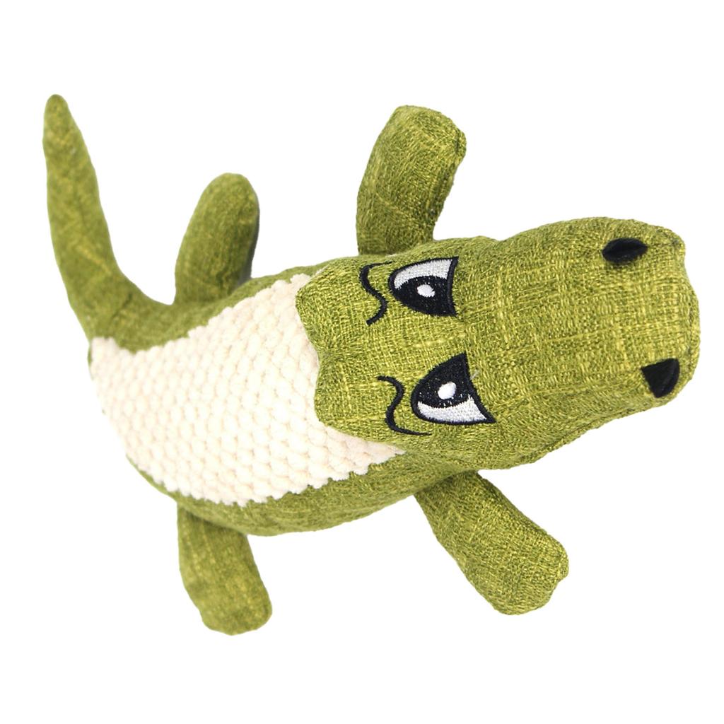 Pet Teething Plush Toy Soft Funny Cute Cartoon Animal Shaped Stuffed Dog Chew Toy for Home Grass Green