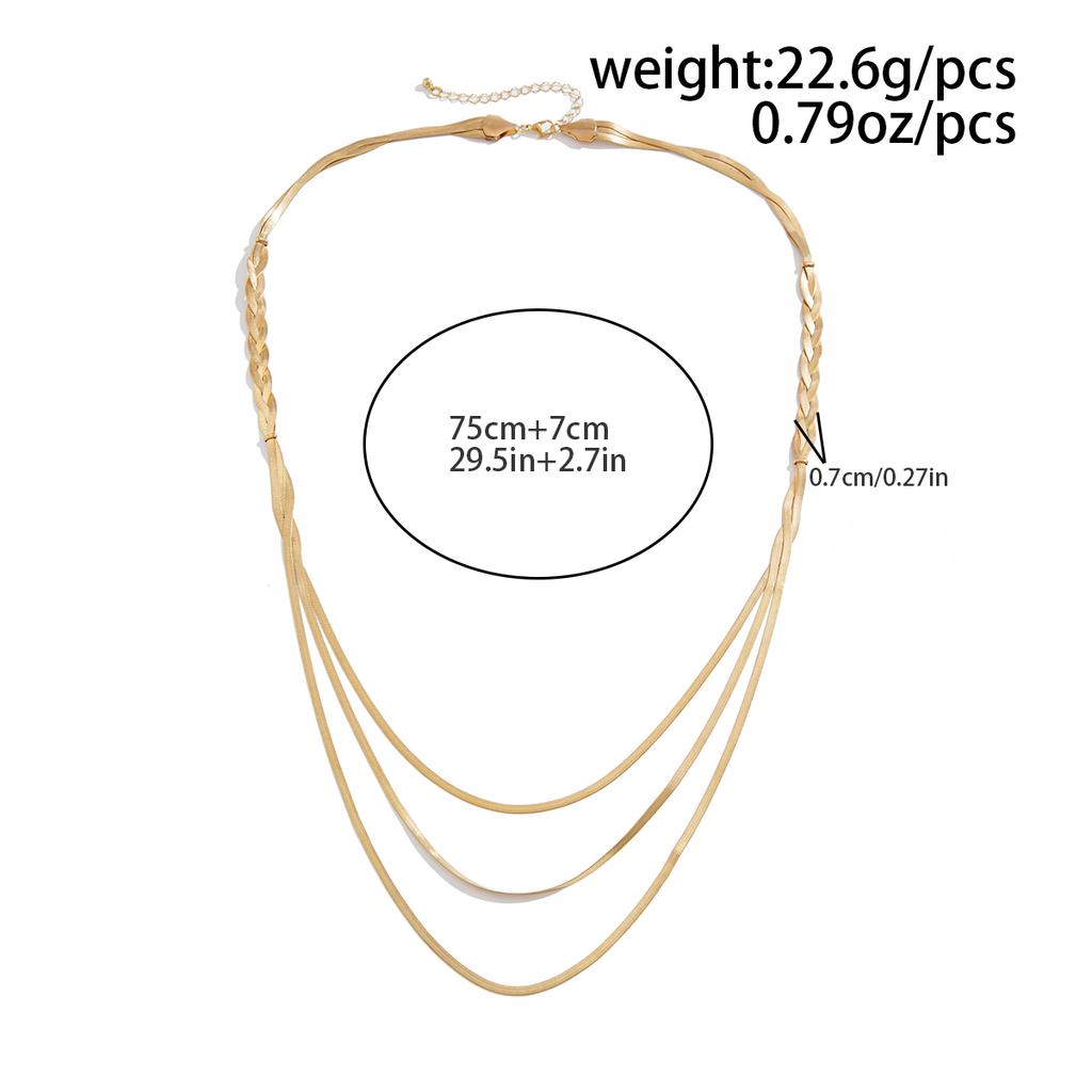 Salircon Vintage Multilayer Snake Chain Necklace for Women Herringbone Gold Color Copper Chain Pendant Necklace Neck Jewelry